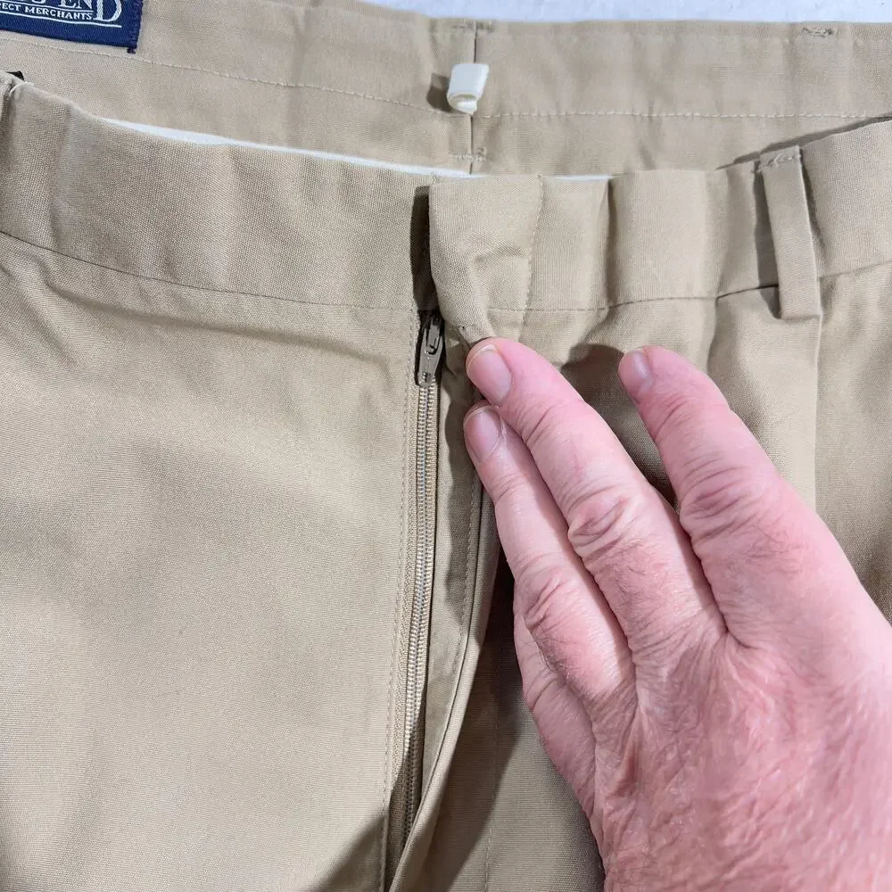 Land’s End Chino Pants Men’s 36W Regular x 29L Khaki Made In USA Pleated Front